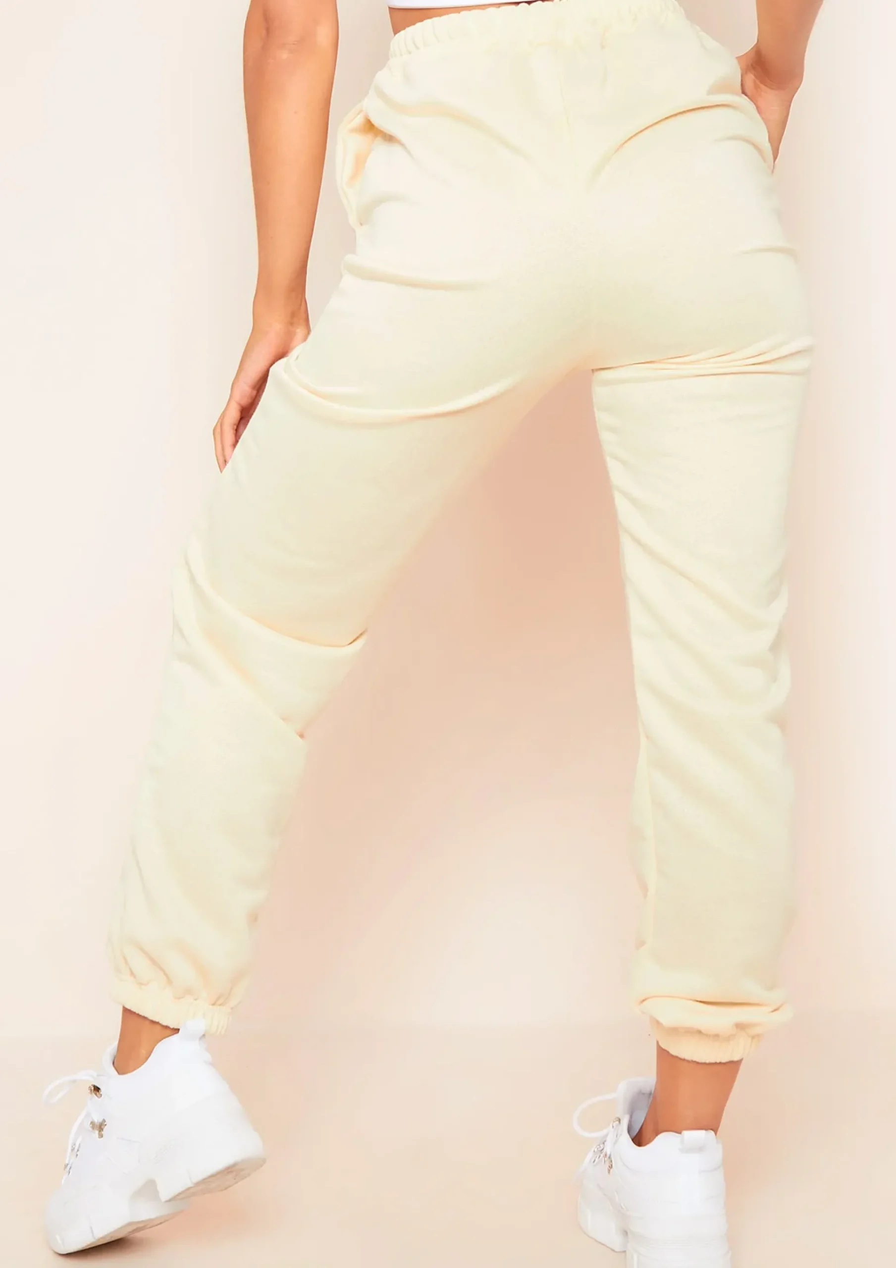 Cheap Hilma Cream Casual Loopback Joggers Women Loungewear