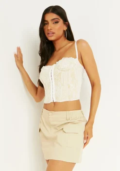 Ilana Beige Pocket Detail Cargo Mini Skirt^Missy Empire Discount