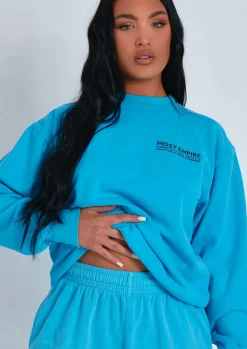 Hot Imogen Blue Text Oversized Joggers Women Tracksuits