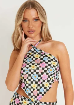Indiyah Multi Printed Rib Pointed Hem Top^Missy Empire Best Sale