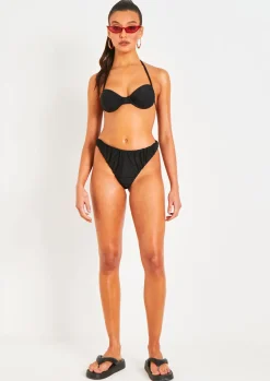 Irla Black Halterneck Ruched Detail Underwire Bikini Top^Missy Empire Store