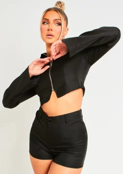 Ivanna Black Zip Through Tailored Jacket^Missy Empire Best Sale