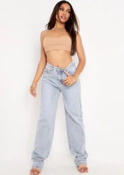 Ivy Pastel Blue Denim Straight Leg Jeans^Missy Empire Discount
