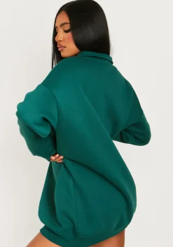 Outlet Jamilla Green Ski Paradise Embroidered Half Zip Sweater Dress Women Loungewear