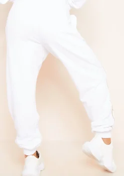 Clearance Jasmin White Contrast Binding Detail Jogger Women Loungewear