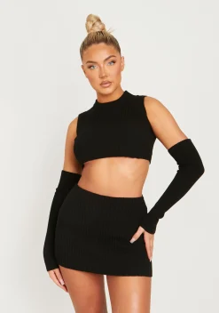 Jeni Black Knitted Micro Mini Skirt^Missy Empire Cheap