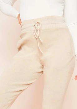 Outlet Jenniya Beige Knitted Jogger Bottoms Women Loungewear