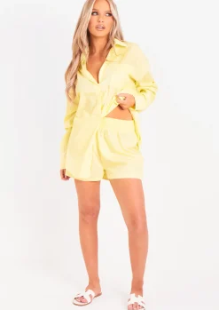 Flash Sale Jessie Lemon Cotton Oversized High Waisted Runner Shorts Women Shorts