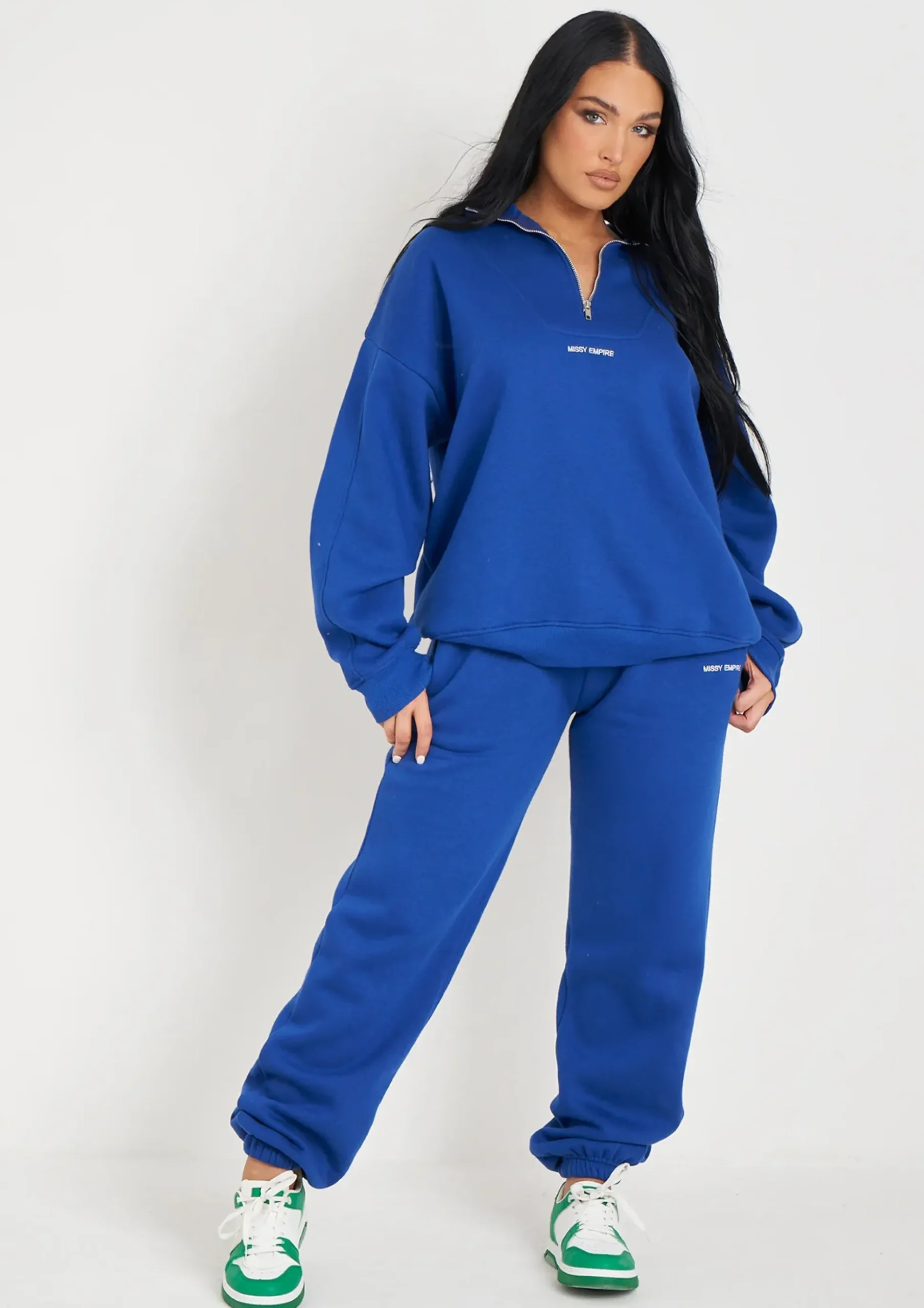 Cheap Jianna Cobalt Blue Embroidered Cuffed Joggers Women Tracksuits