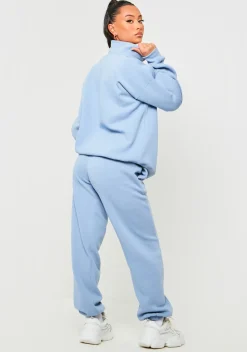 Clearance Jianna Pastel Blue Embroidered Cuffed Joggers Women Tracksuits