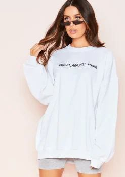 Joanna White Error Graphic Oversized Sweatshirt^Missy Empire Outlet