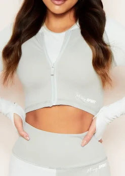 Sale Josie Green Missy Sport Colour Block Zip Through Long Sleeve Gym Top Women Activewear
