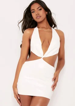 Store Judith Cream Pu Halterneck Mini Dress Women Dresses