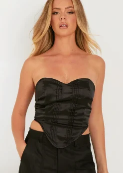 Julieta Black Satin Corset^Missy Empire Store