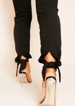 Flash Sale Kadri Black Tie Hem Plain Trousers Women Trousers