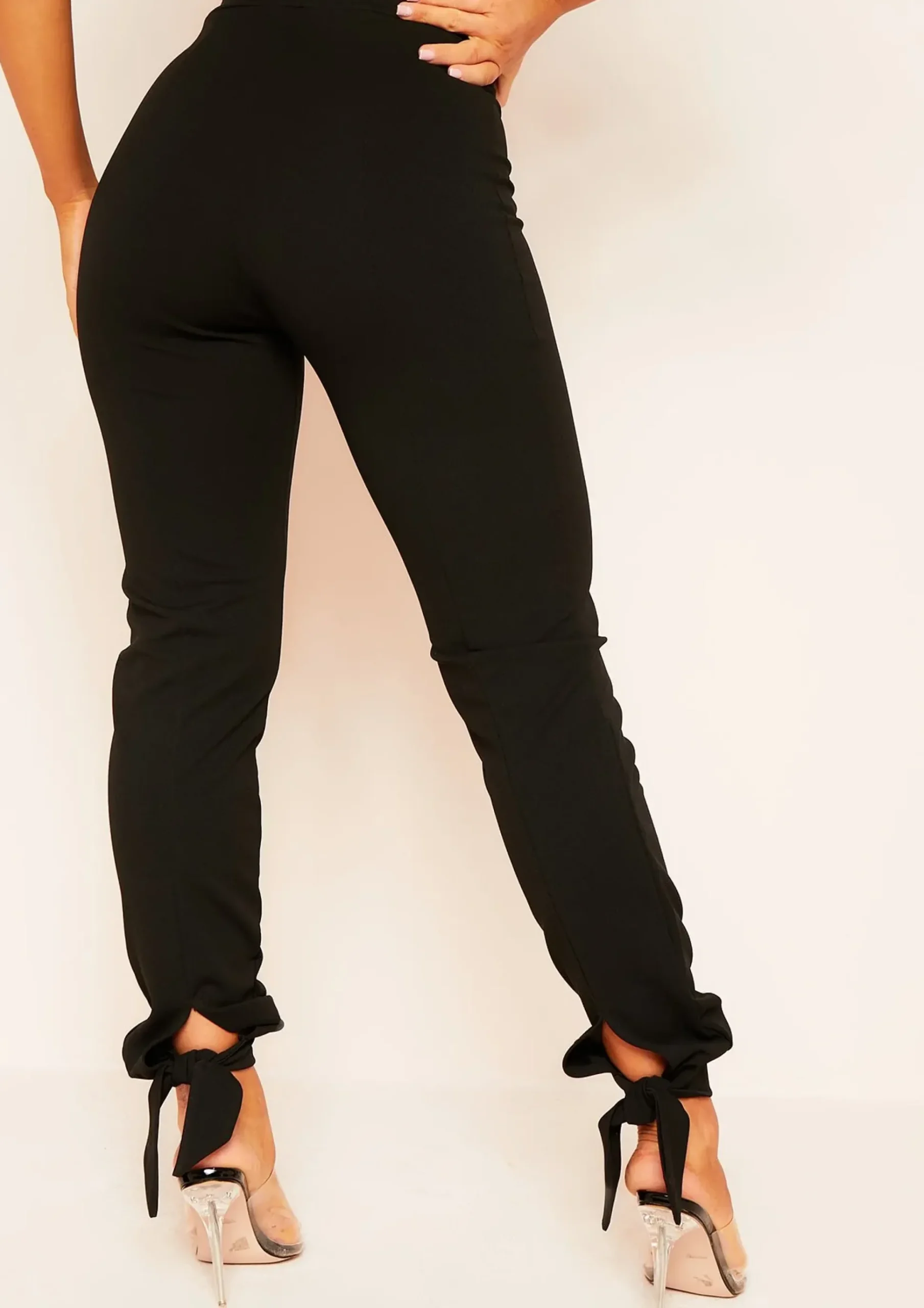Flash Sale Kadri Black Tie Hem Plain Trousers Women Trousers