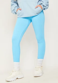 Sale Kailey Pastel Blue Seamless Ribbed Leggings Women Leggings