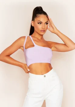 Kaley Lilac Double Strap Slinky Crop Top^Missy Empire Hot