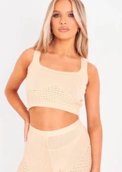 Kaliyah Beige Fine Knit Crop Top^Missy Empire New