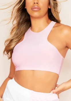 Kandee Baby Pink Extreme Racer Crop Top^Missy Empire Online