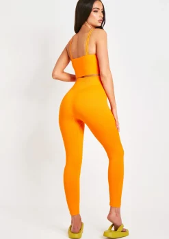 Kara Orange Seamless Ribbed Scoop Neck Double Strap Crop Top^Missy Empire Cheap