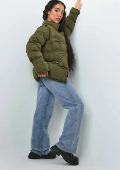 Karly Khaki Puffer Coat^Missy Empire New