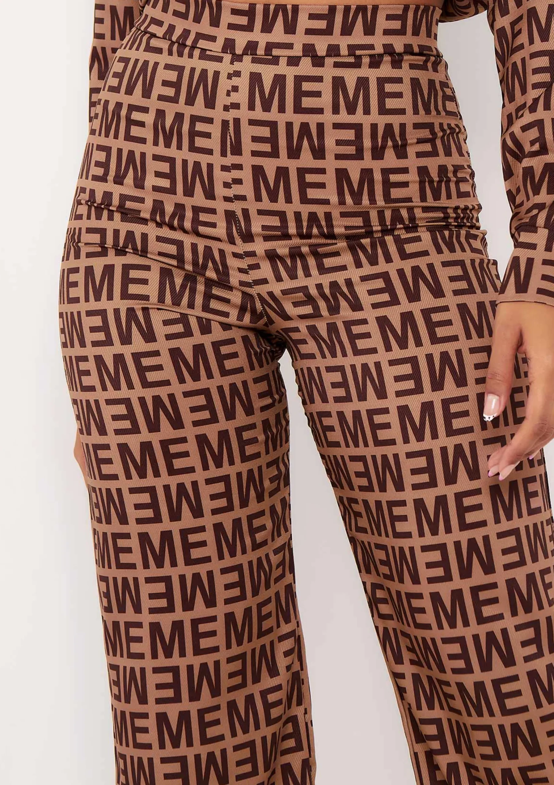 Flash Sale Kimber Brown Me Print Straight Leg Trousers Women Trousers