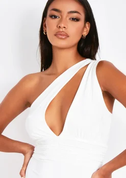 Hot Kimia Cream One Shoulder Keyhole Midi Dress Women Dresses