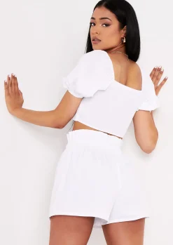 Kinley Cream Tie Front Crop Top^Missy Empire Best