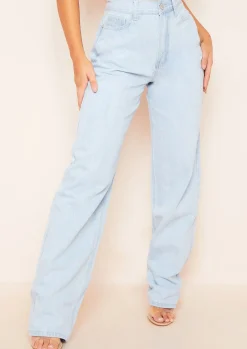Kirsty Light Wash Wide Leg Denim Jeans^Missy Empire Best Sale