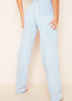 Kirsty Light Wash Wide Leg Denim Jeans^Missy Empire Best Sale