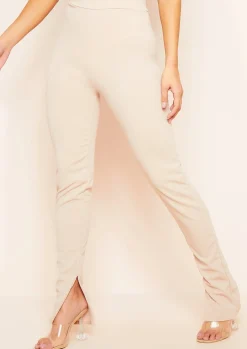 Outlet Kourtney Nude Plain Inside Split Trousers Women Trousers