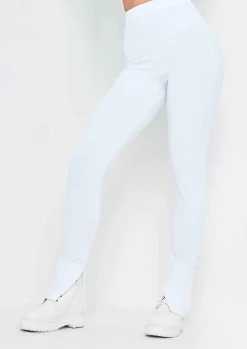 Clearance Kourtney White Plain Inside Split Trousers Women Trousers