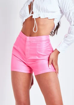 Cheap Laila Pink High Waisted Tailored Shorts Women Shorts
