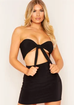 Lala Black Bandeau Tie Front Bralet^Missy Empire Outlet
