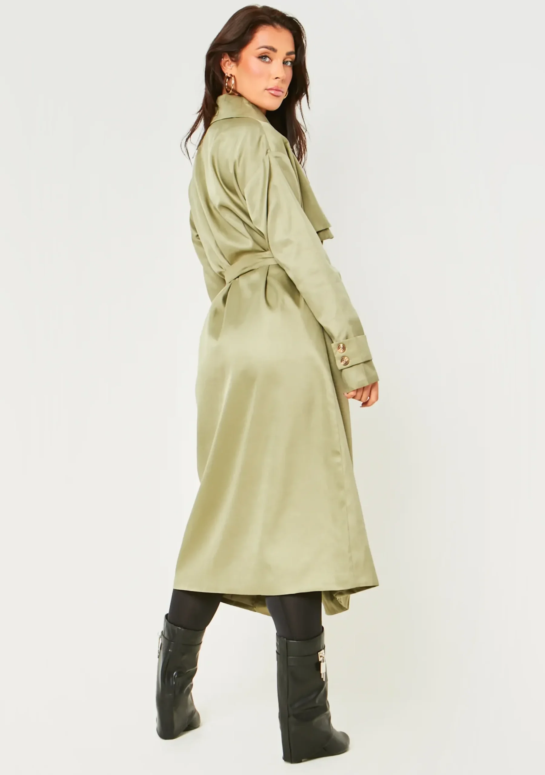 Larsa Olive Trench Coat^Missy Empire Best Sale