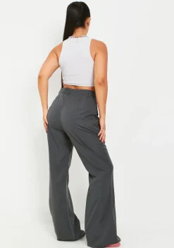 Cheap Laura Charcoal Pocket Detail Straight Leg Cargo Trousers Women Trousers