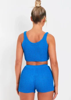 Laurel Blue Crochet Knit Crop Top^Missy Empire Hot