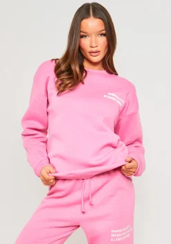 Outlet Lauren Pink Slogan Sweatshirt Women Tracksuits
