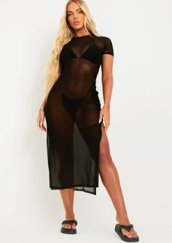 Store Layla Black Mesh Fitted Midaxi Dress Women Dresses