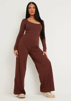 Discount Layton Chocolate Wide Leg Jumpsuit Women Jumpsuits & Playsuits