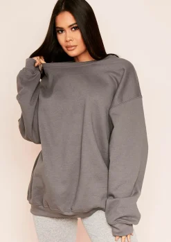 Clearance Lena Charcoal Oversized Sweatshirt Women Loungewear