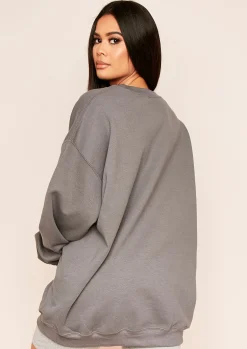 Clearance Lena Charcoal Oversized Sweatshirt Women Loungewear