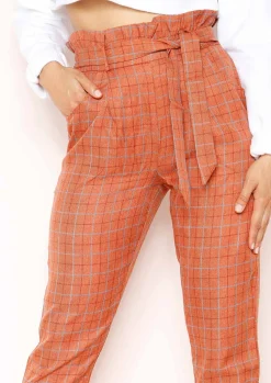 Clearance Lesley Rust Checked Paperbag Trousers Women Trousers