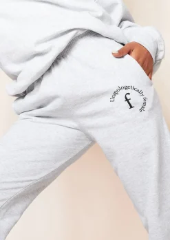 Online Lila Grey Unapologetically Female Slogan Oversized Tracksuit Joggers Women Loungewear