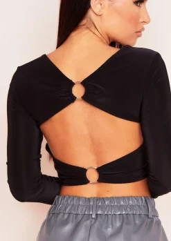 Lily Black Ring Back Detail Top^Missy Empire Best Sale