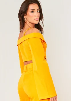 Liora Orange Fold Over Tailored Long Sleeve Top^Missy Empire Discount