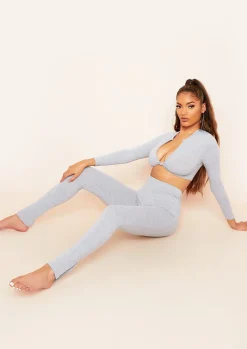 Cheap Lola Grey Split Hem Leggings Women Loungewear