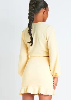 Lola Buttermilk Cream Tie Front Long Sleeve Blouse^Missy Empire Flash Sale