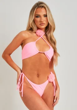 Lori Pink Flower Corsage Bikini Bottoms^Missy Empire Outlet